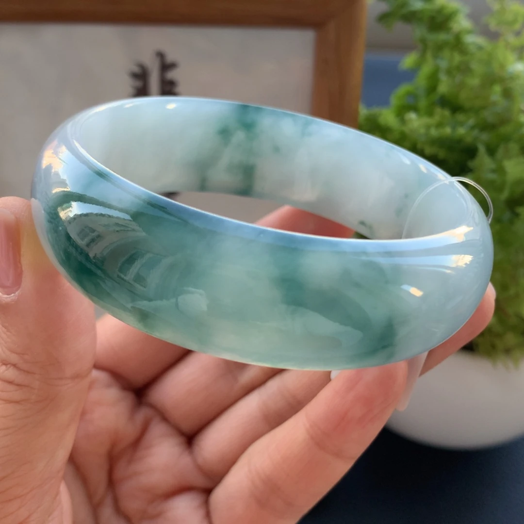 翡翠未镶嵌手镯翡翠手镯轮胎飘花 58.8-18.8-7.8