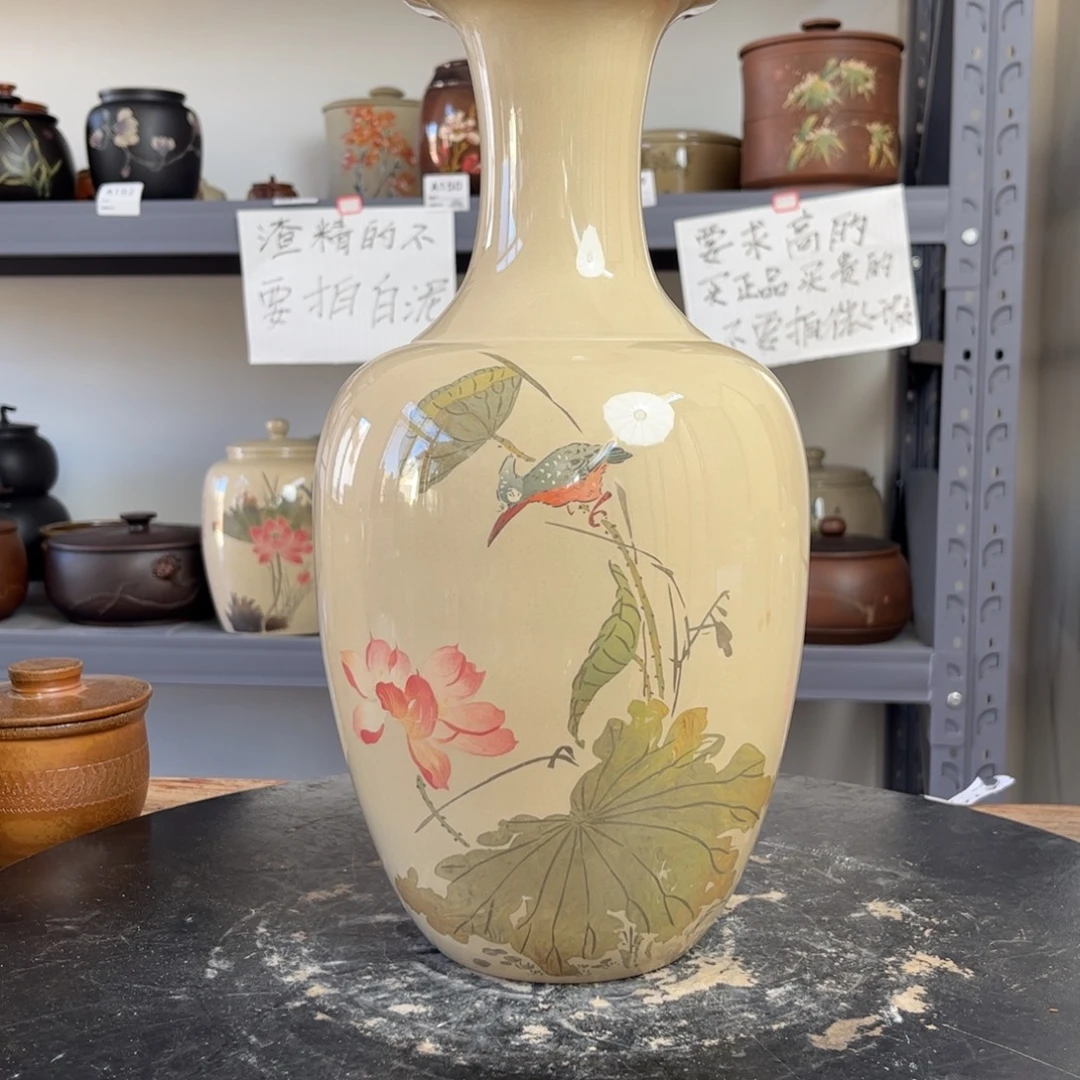 白泥水亮光存茶罐醒茶罐花瓶两用