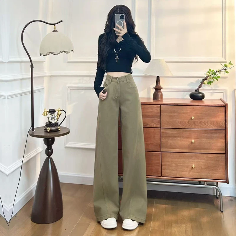 阔腿牛仔裤女2025春秋新款气质流行爆款潮流复古百搭直筒裤子