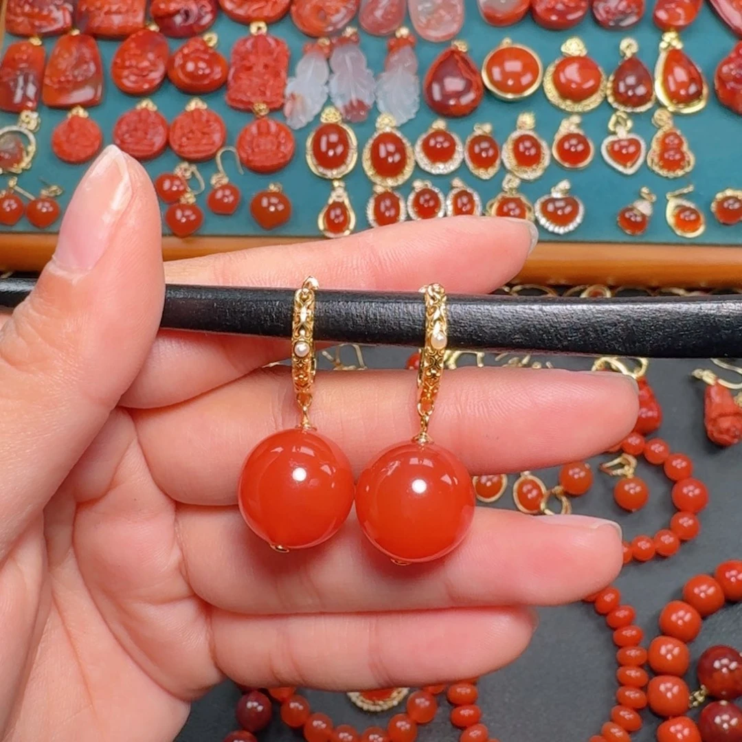 南红玛瑙南红15+银S925镶嵌