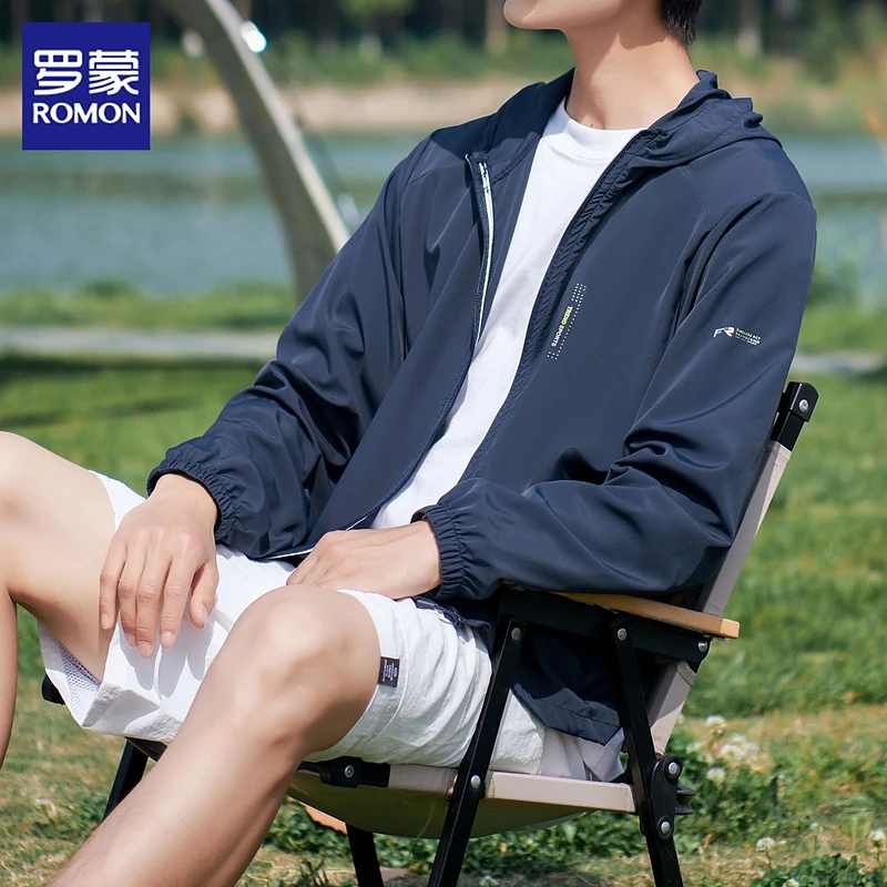 罗蒙冰丝防晒衣男款外套2025年夏季轻薄透气凉感皮肤衣防晒服男装