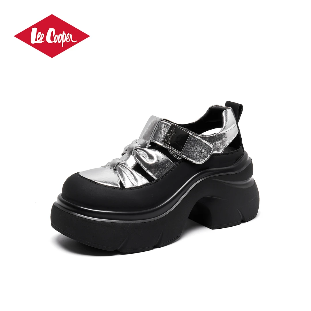 【7CM增高】LEE COOPER镂空厚底凉鞋女2025夏款魔术贴透气时尚凉拖