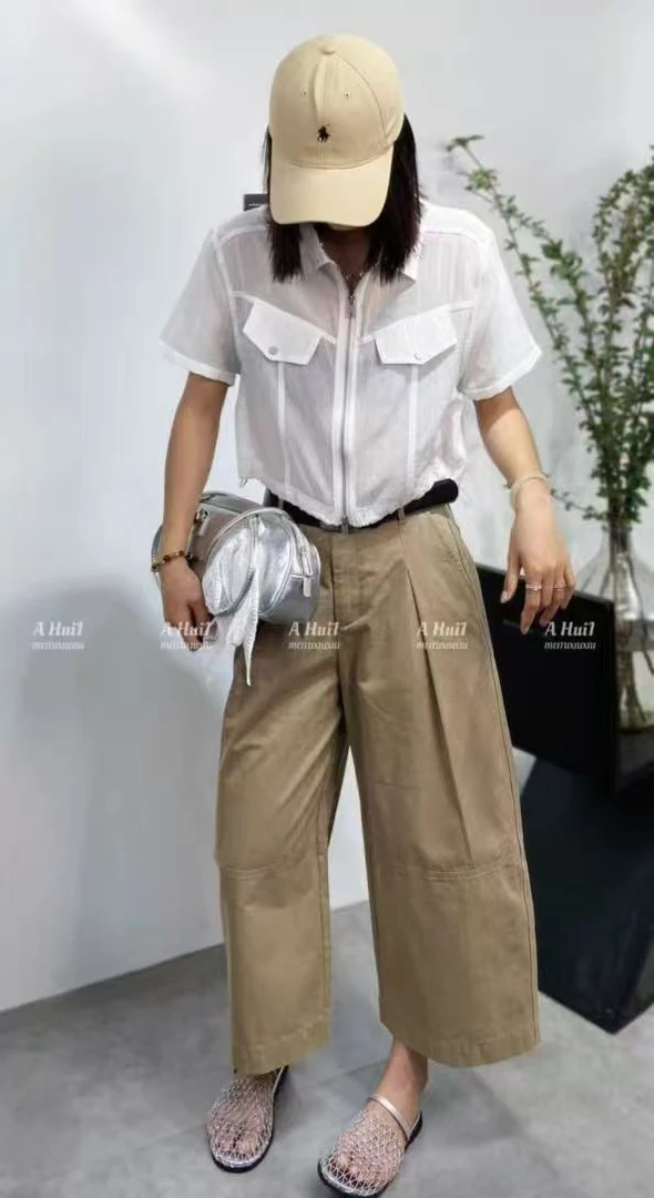 夏季新款时尚百搭显瘦短袖翻领拉链防晒衬衫666