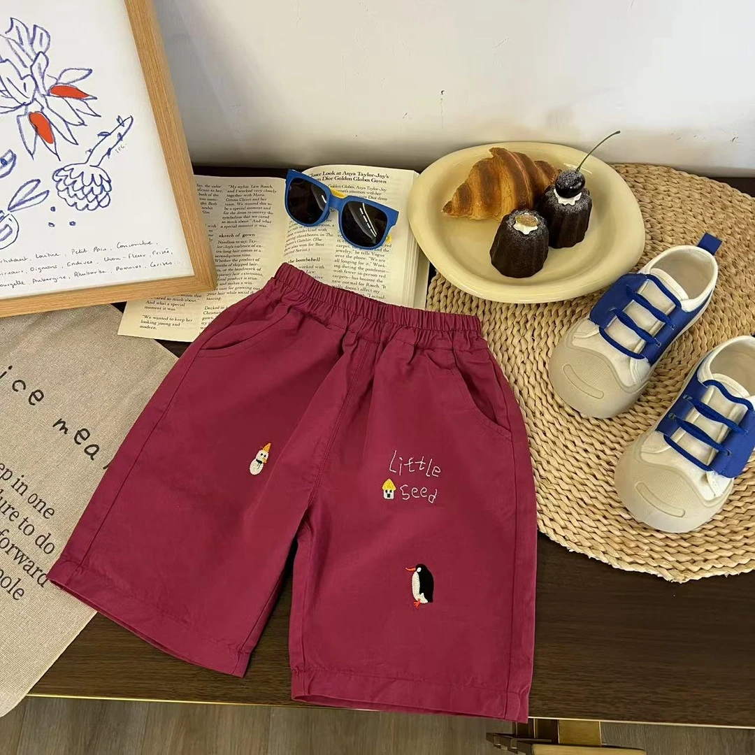 儿童夏季刺绣小企鹅七分裤H2033