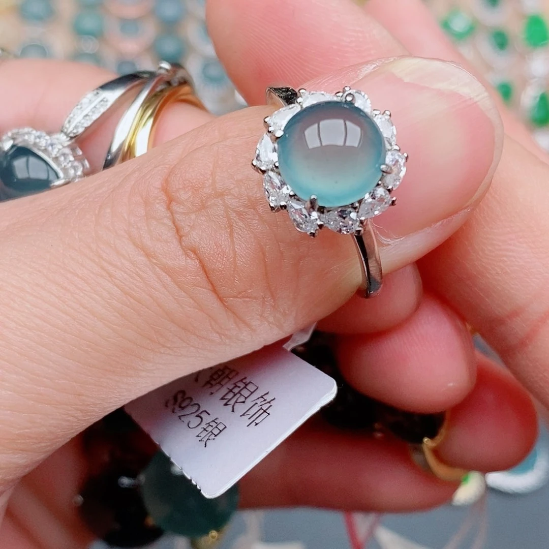 银S925镶嵌戒指翡翠读*你