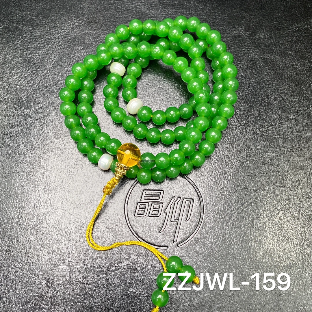 铜合金琉璃项链 晶仰ZZJWL-159绿度母108怀业珠毛衣链