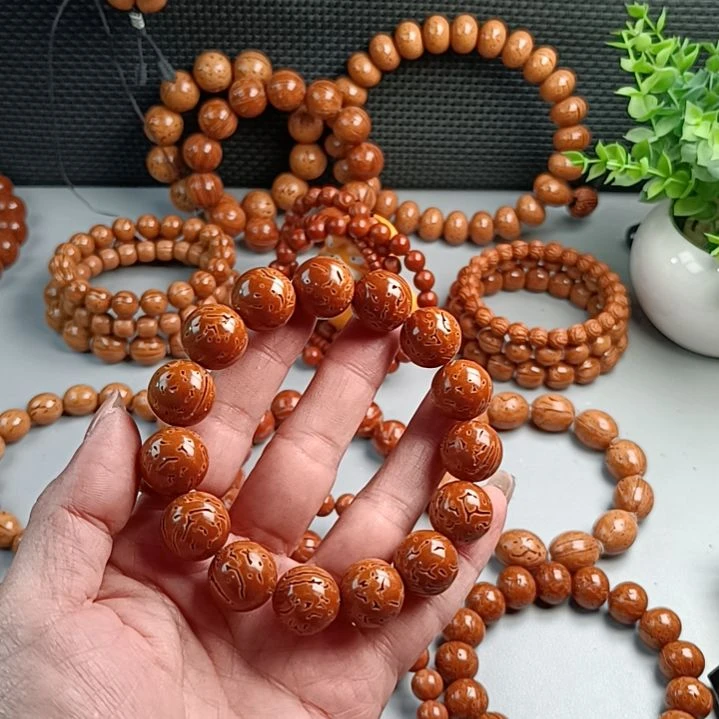 桃核手串铁籽密纹满花红魔16