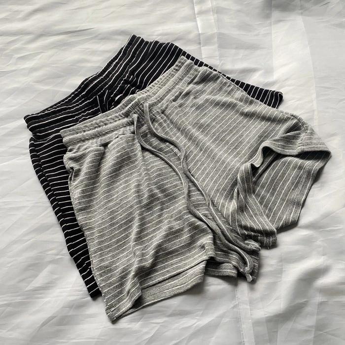 软糯的一款短裤条纹女裤子黑灰基础色瑜伽裤包邮自然针织高弹裤外