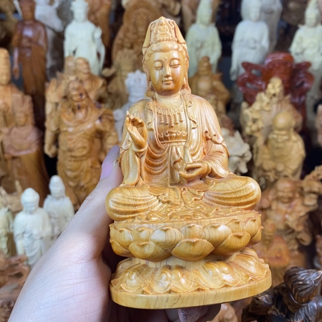 芳***木崖柏12高坐莲观音全品