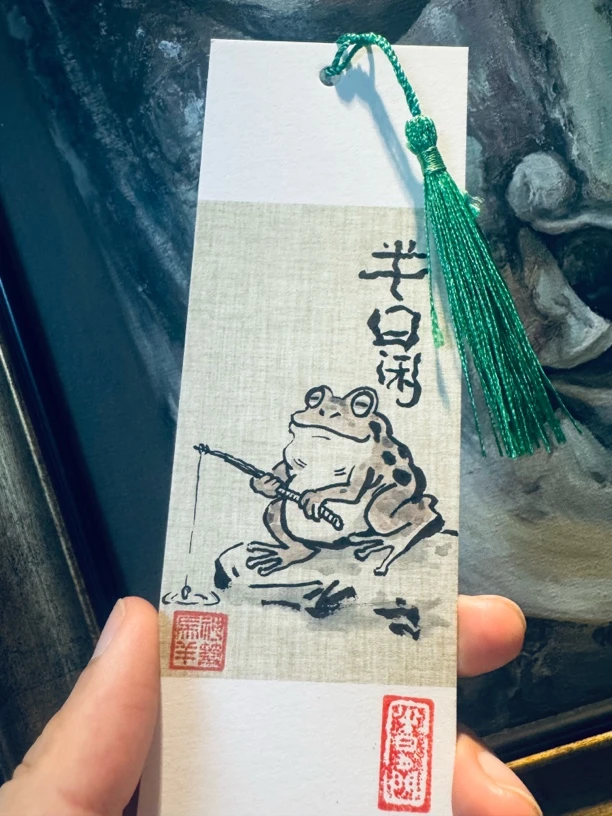 手画国潮水墨画书签