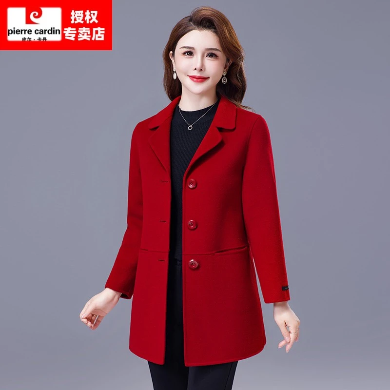 双面羊绒大衣女小个子妈妈装西装领2025年秋冬新款高端羊毛呢外套