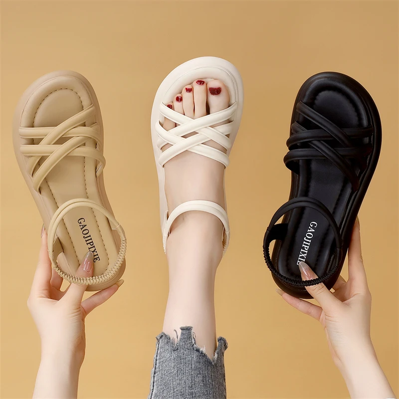 平底凉鞋女款2025夏季新款百搭软底不累脚仙女风防滑沙滩鞋大码42