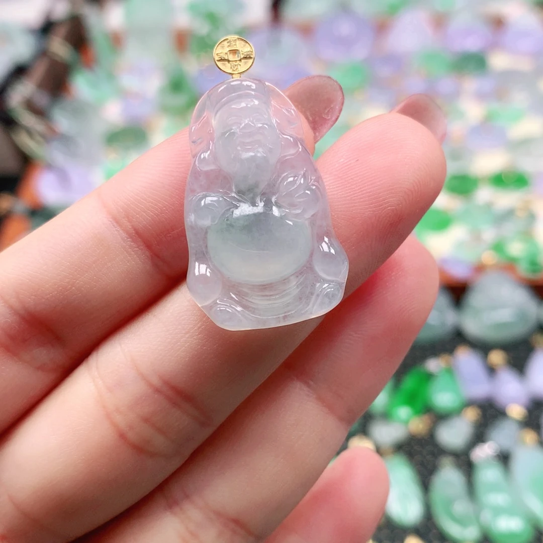 吊坠(不含链)18K金镶嵌翡翠