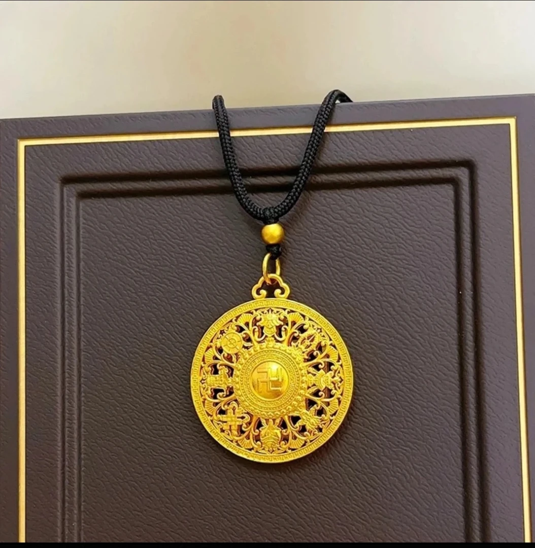 合金吊坠 铜合金布艺吊坠 高定版八宝罗盘吊坠高端项链饰品