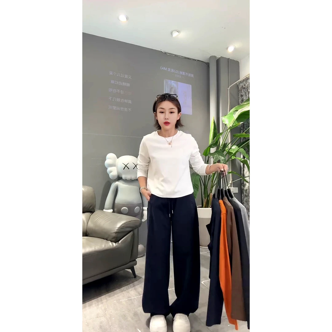 欧洲站休闲百搭净版纯色圆领长袖打底衫