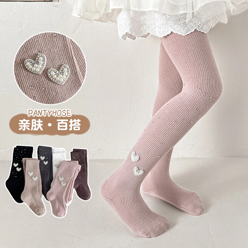 薄款女M袜子0-16岁女婴袜裤春秋外穿洛丽塔细条纹满钻