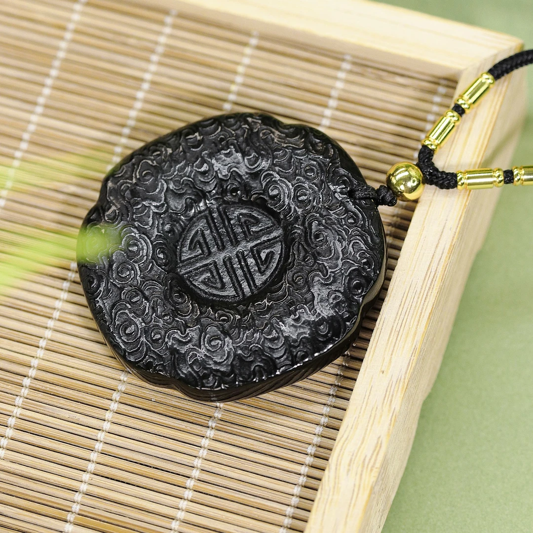 新疆和田玉平安扣上等和田玉吊坠玉石裸石雕刻祥云福禄寿喜玉Y835