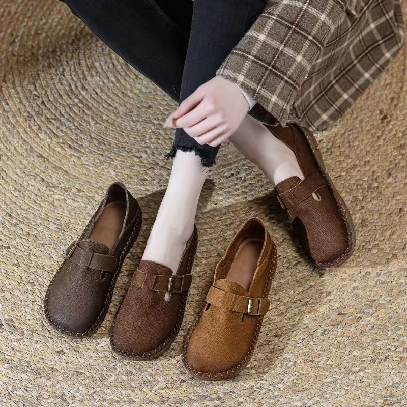 四季通用夏季圆头单鞋平底春季舒适女鞋豆豆鞋韩版软底百搭262