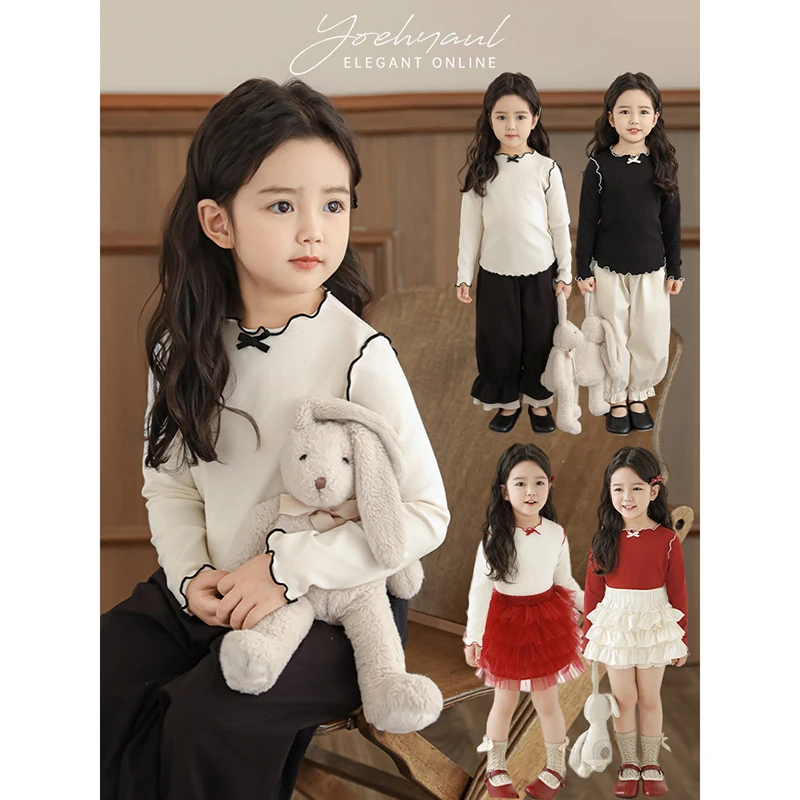 YOEHYAUL/幼悠幼悠【总角之宴】春贰波宝宝针织舒适女童打底衫C3087