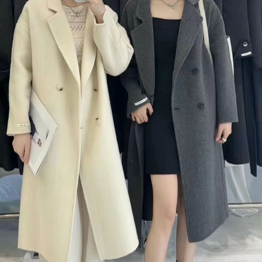 秋冬中长款双面绒毛呢外套女香风小个子显瘦呢子大衣