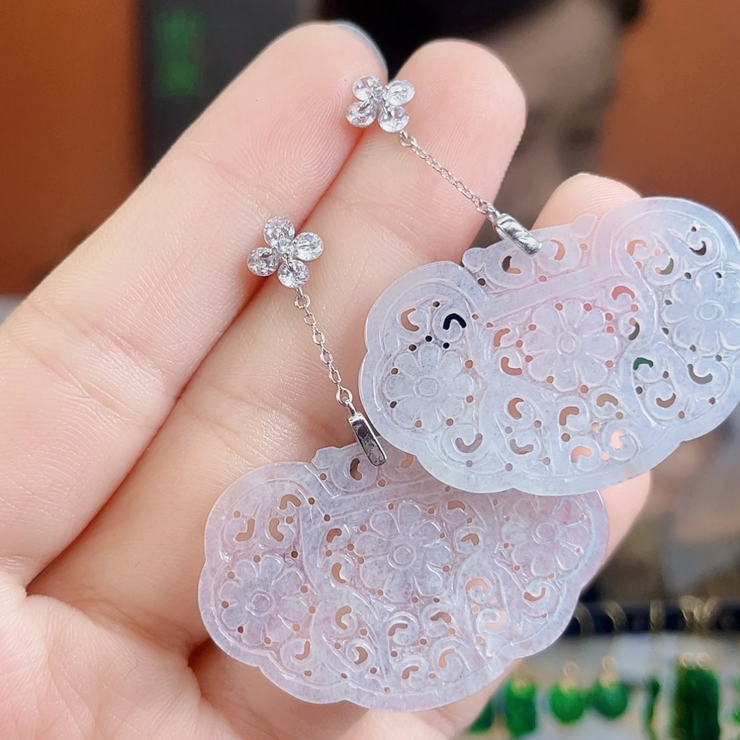 翡翠银S925镶嵌耳饰