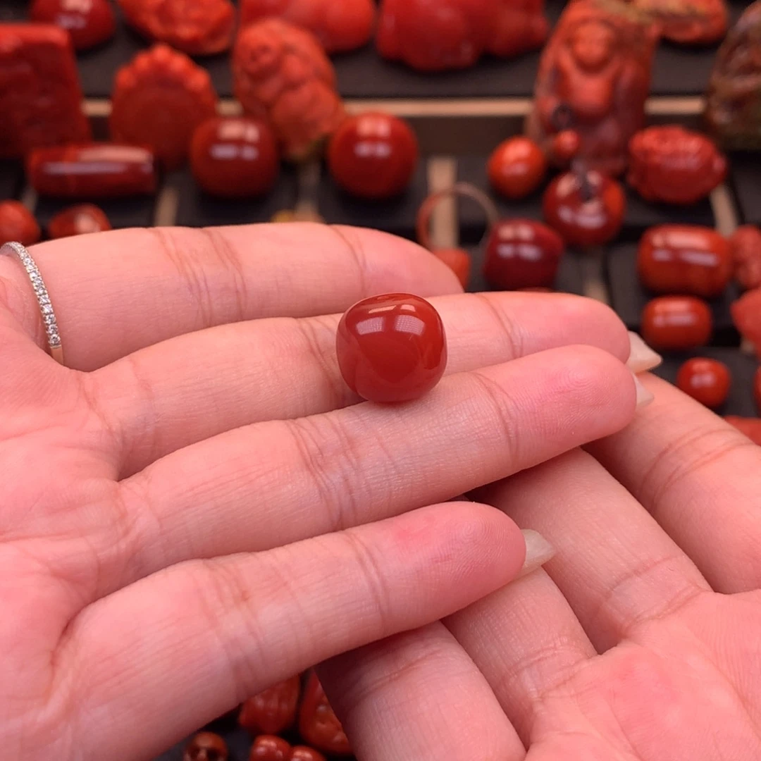 南红玛瑙南红川料原矿老型单珠13mm未镶嵌