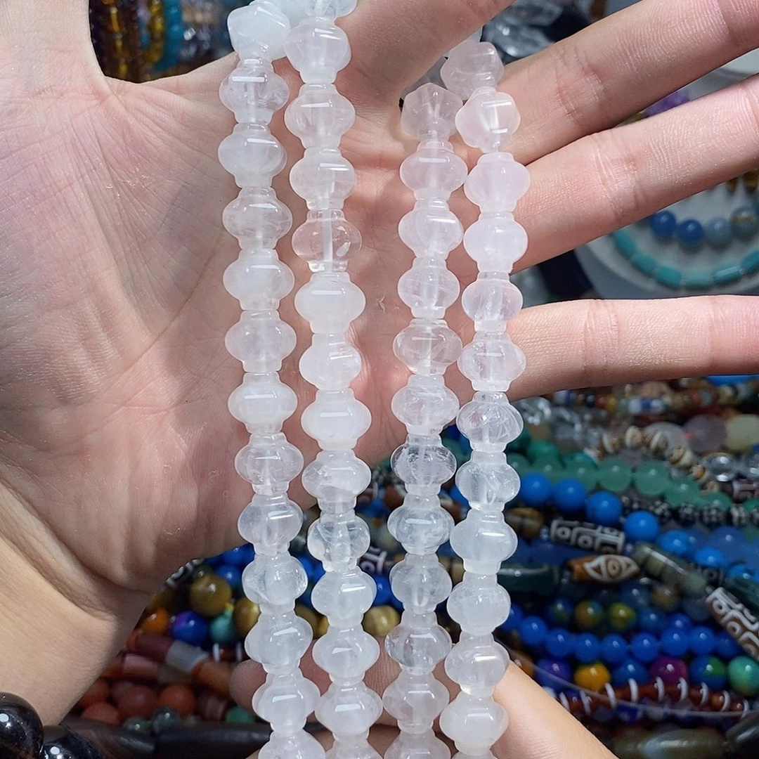 石英质玉未镶嵌，天然白水晶灯笼珠14mm，