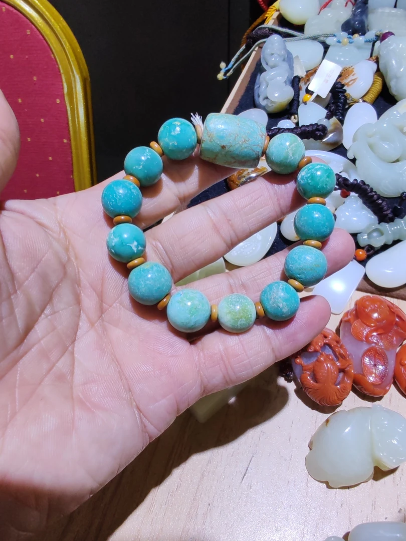 绿松石手串，圆珠