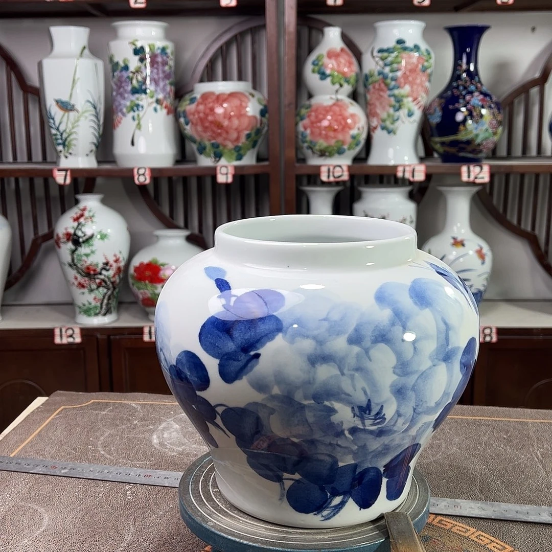 摆件陶景德镇陶瓷大口青牡