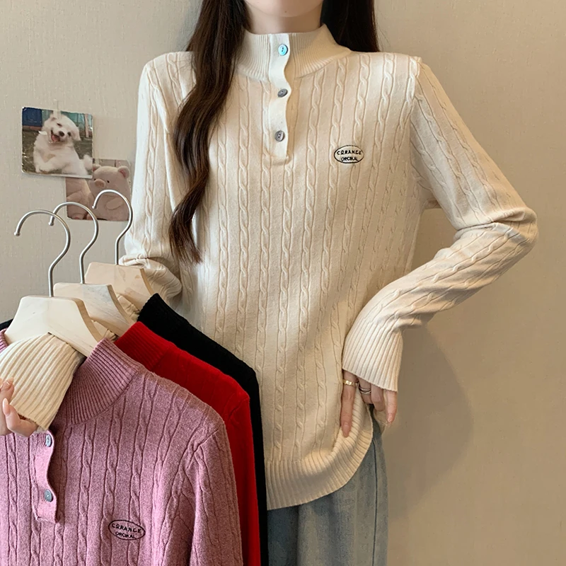 3356大码女装2024秋装新款洋气针织衫半高领长袖毛衣打底衫上衣