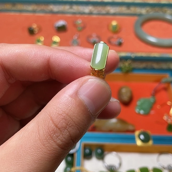 和田玉（碧玉）银S925镶嵌戒指