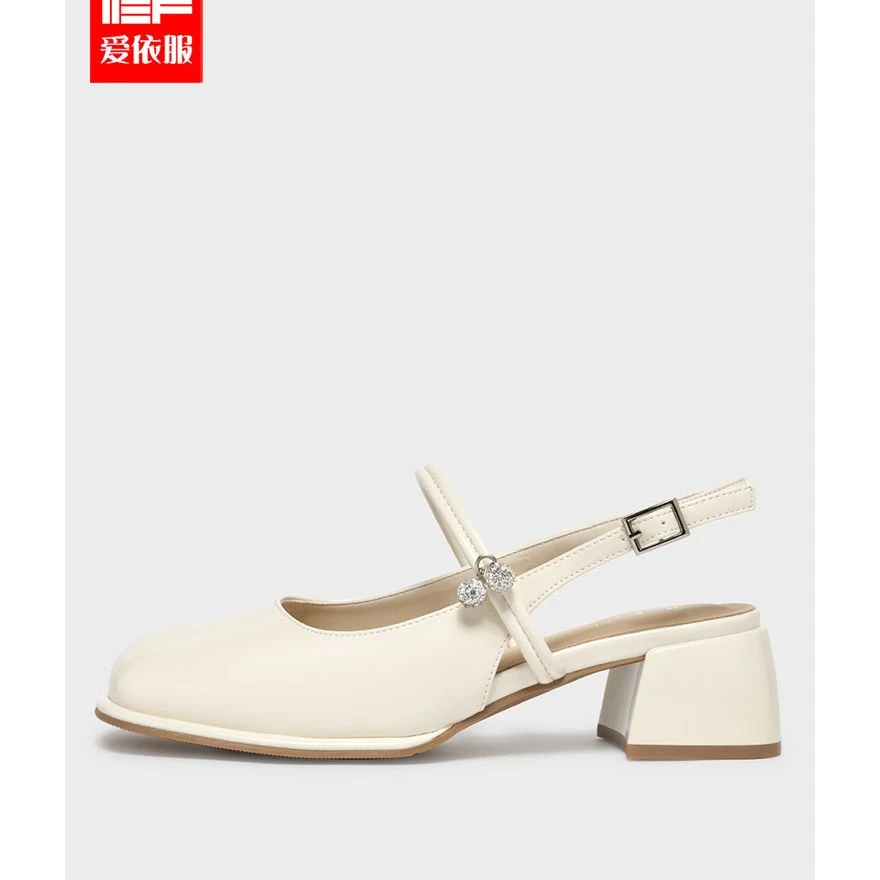 IEF/爱依服时尚女鞋2025夏季新款法式甜美风通勤百搭方头粗跟单鞋