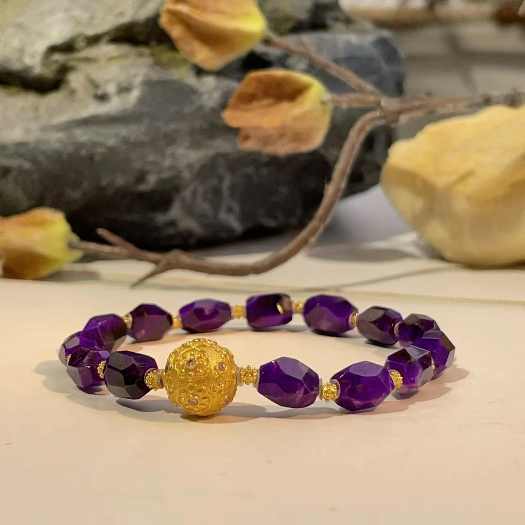 舒俱来高冰帝王紫手串/18k/AZB4858（银莲）