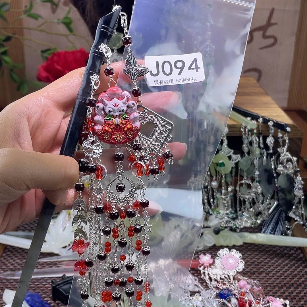 瞌***猫蛇纹石玉未镶嵌发饰