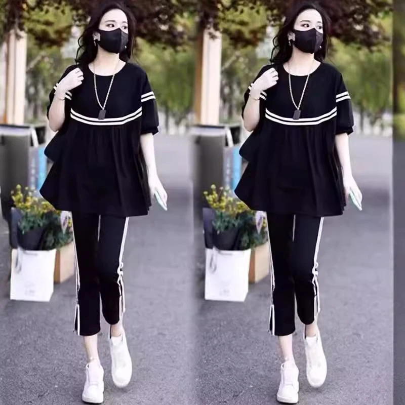 2024新款夏季两件套装女款休闲时尚运动服小个子时髦洋气气质减龄