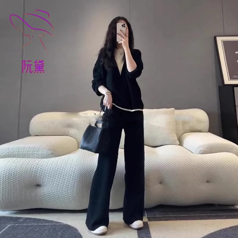 阮黛春夏季薄款微胖显瘦穿搭一整套盐系轻熟miu系职业两件套女士