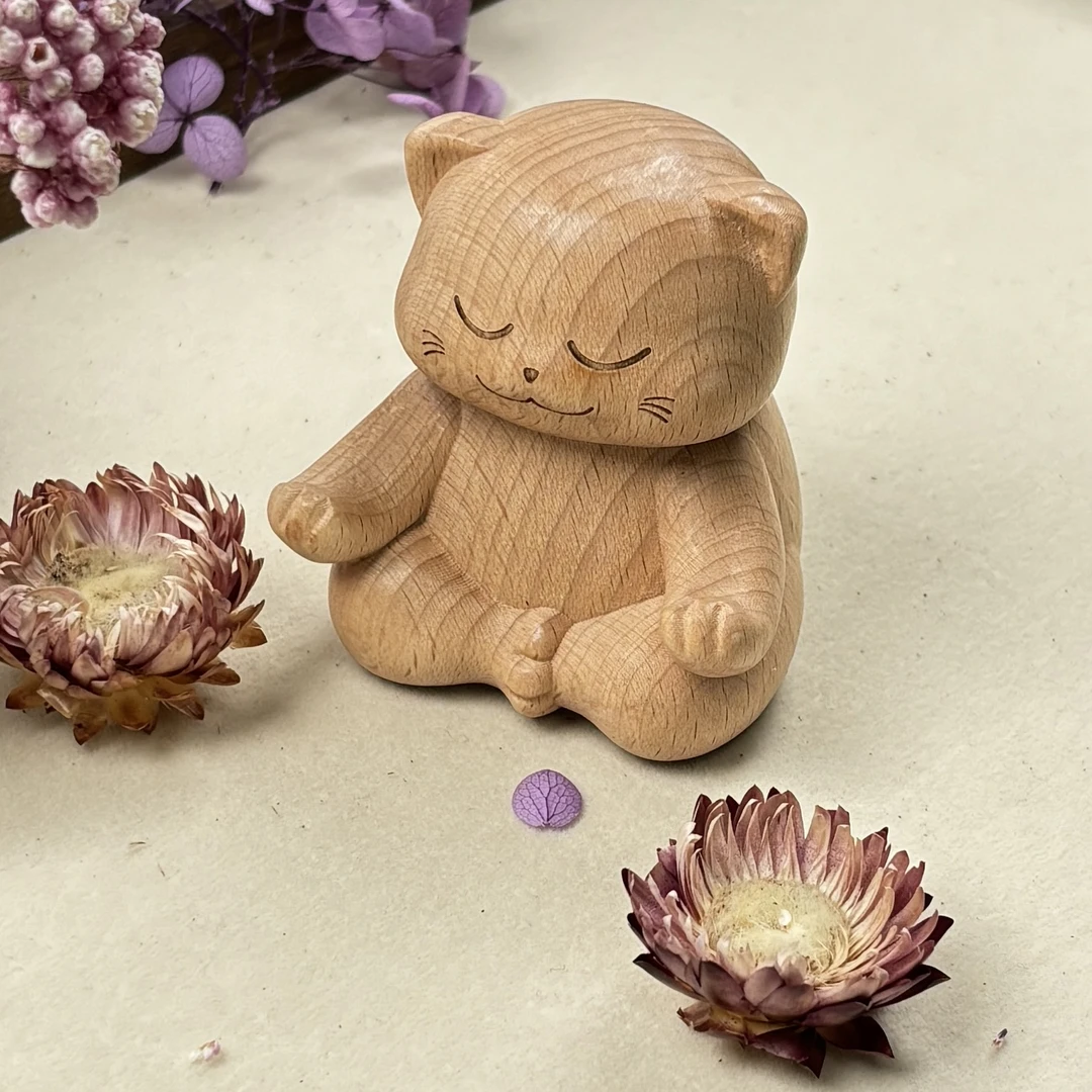 打坐猫檀木摆件 约66mm*56mm*50mm 多样性发一