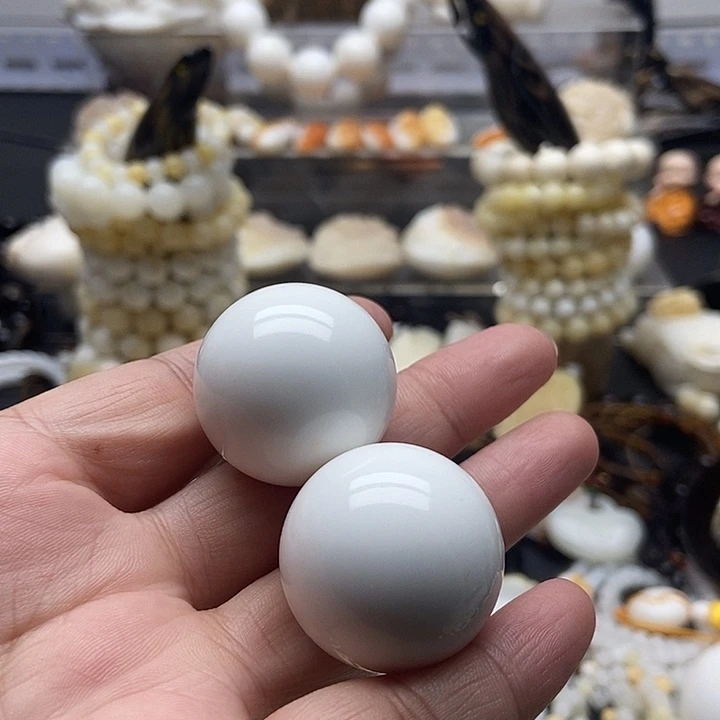 非金属贝壳贝雅轩工艺品全白全品手球3.0