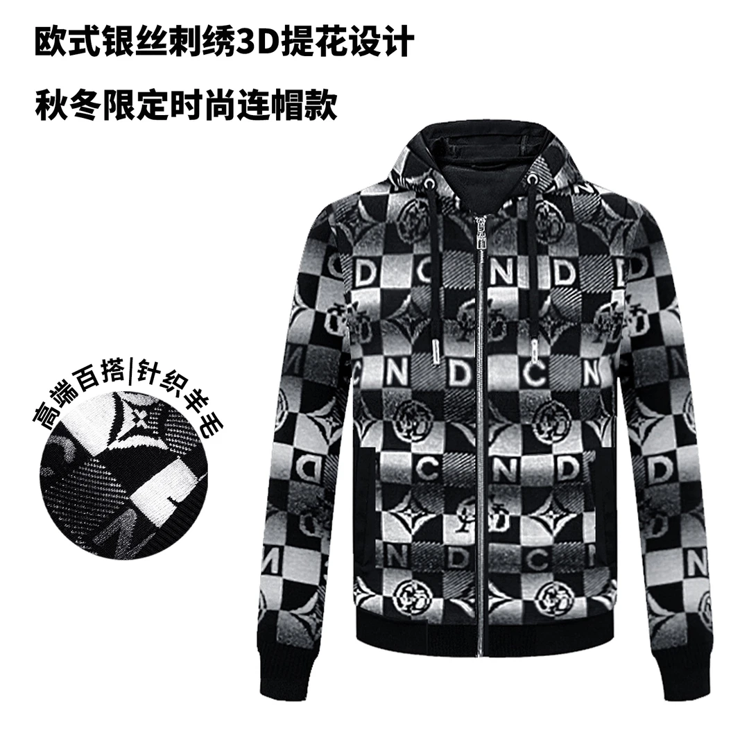 CND卡纳狄尔男装25秋冬新款重磅欧式提花羊毛银丝连帽外套奢侈品