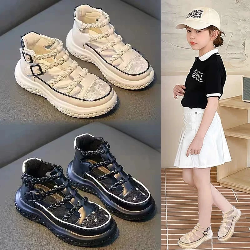 女童凉鞋2025夏季新款软底中大童小女孩学生儿童镂空包头罗马凉鞋