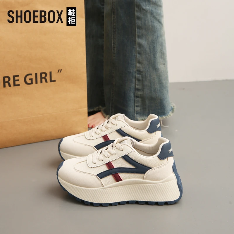 SHOEBOX鞋柜阿甘鞋女款2025春季新款爆款德训鞋厚底百搭运动鞋