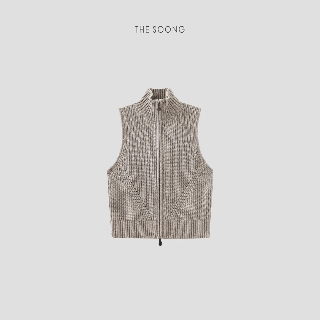 THESOONG|"悦享舒适"牦牛绒羊毛坑条肌理感马甲外套HBMY7217