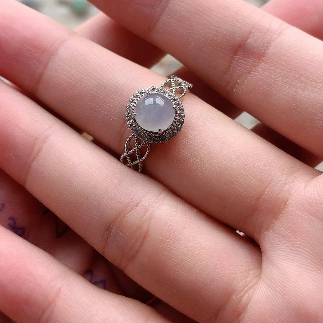 翡翠戒指银S925镶嵌物***-0211