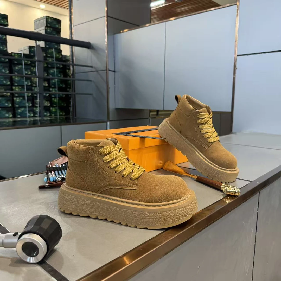 秋冬单棉鞋加绒保暖时尚休闲厚底增高雪地靴男鞋冬季大黄靴