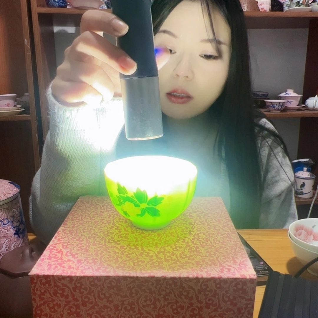 摆件景德镇绿xixi妈妈的花杯