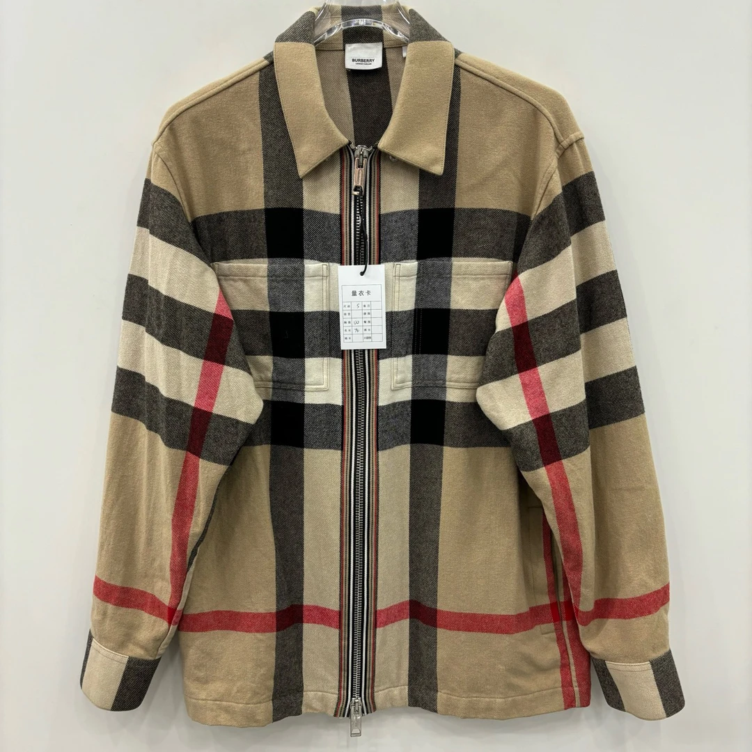 99新 BURBERRY/博柏利 格子双拉链衬衫羊毛夹克外套/尺码S/6933