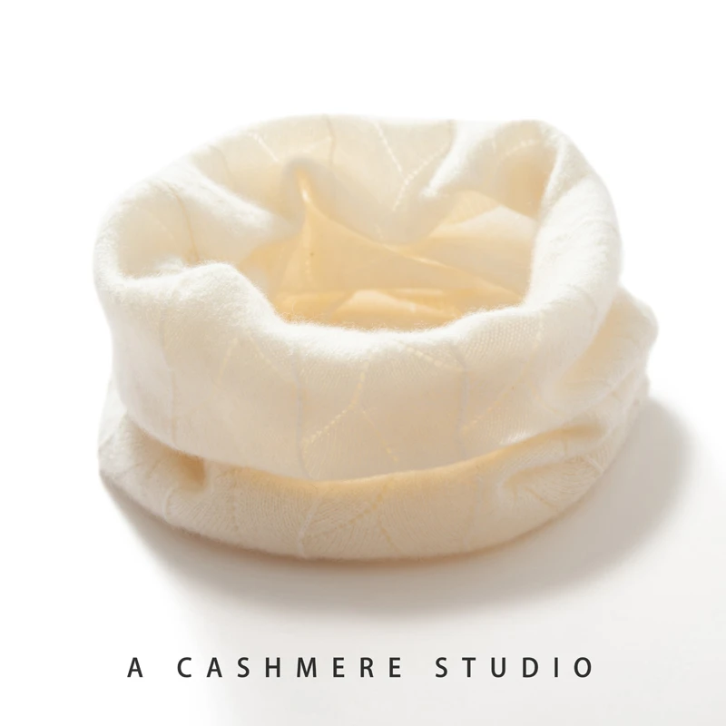 秋冬新款100%纯羊毛百搭时尚枫叶镂空男女同款纯色护颈围脖脖套