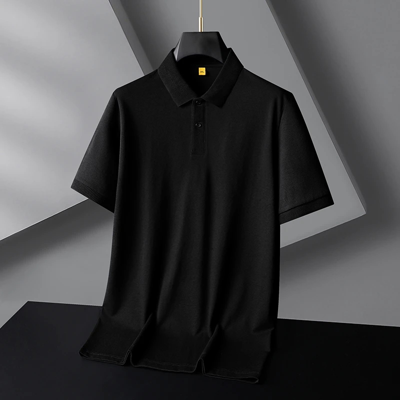男士夏季加肥加大码短袖polo衫休闲宽松商务翻领纯色T恤