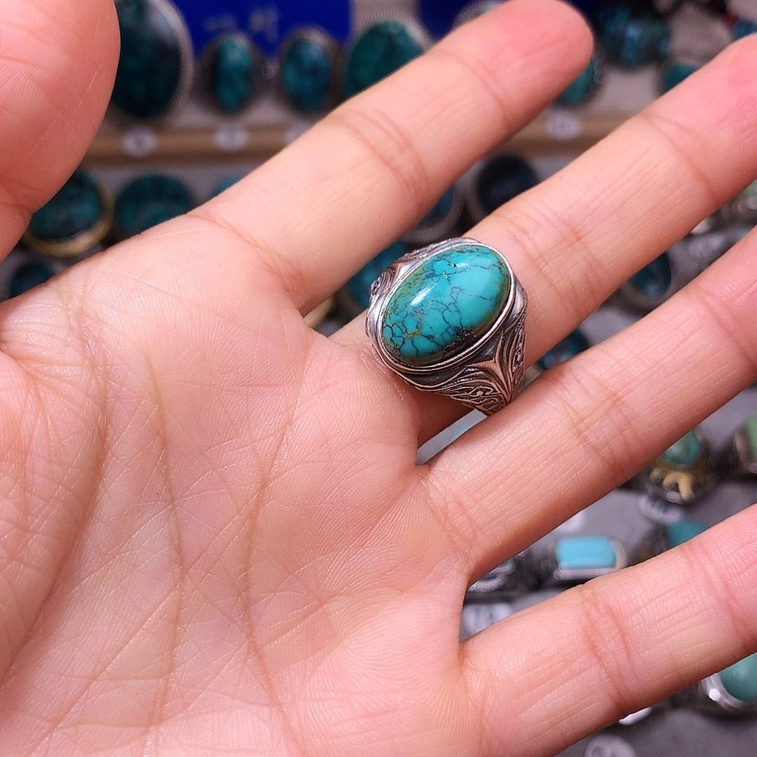 绿松石挂件银S925镶嵌