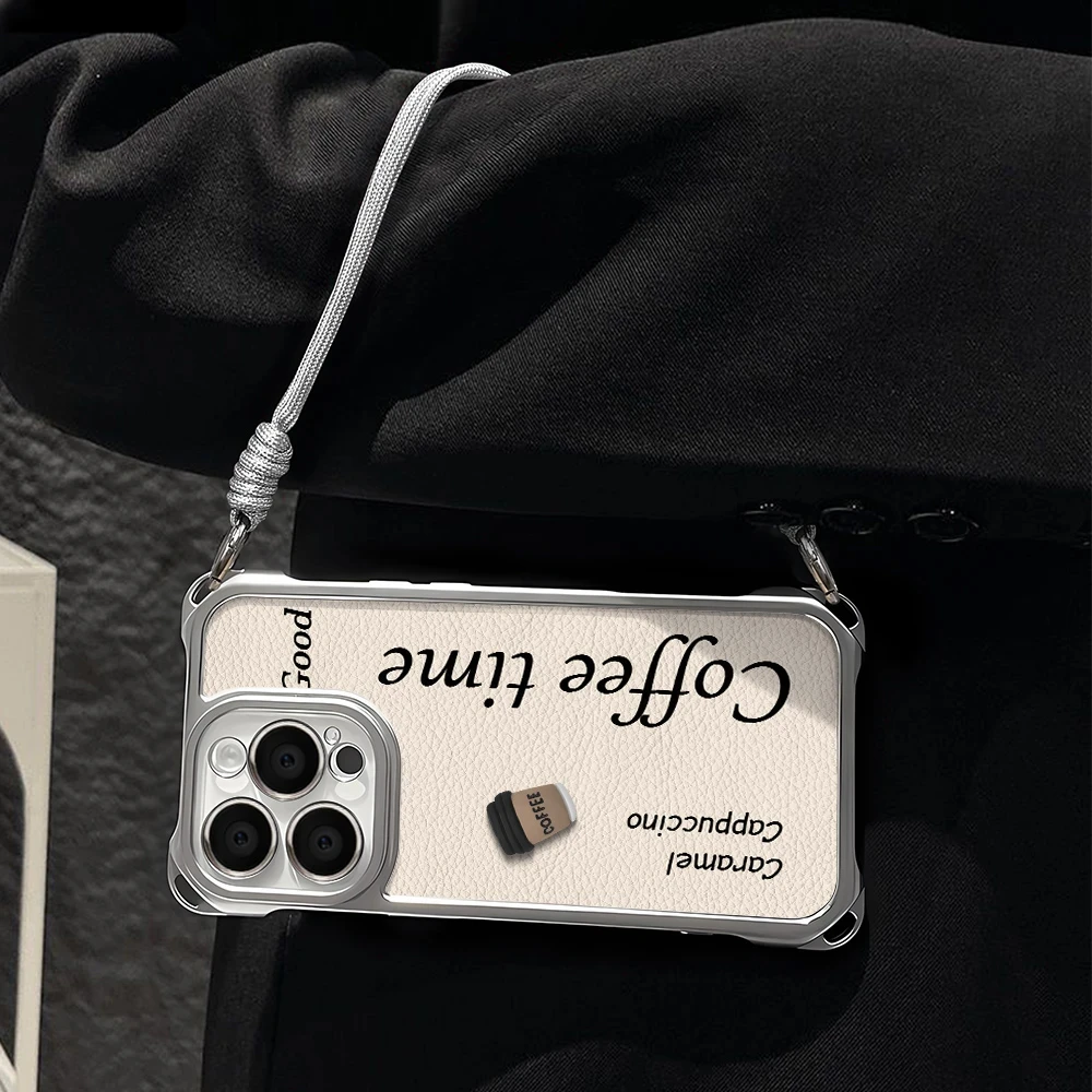 雅天立个性英文适用iPhone16苹果四角挂绳手机壳华为vivo小米oppo